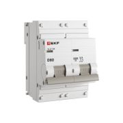 Выключатель автоматический модульный 2п D 80А 10кА ВА 47-100 PROxima EKF mcb47100-2-80D-pro